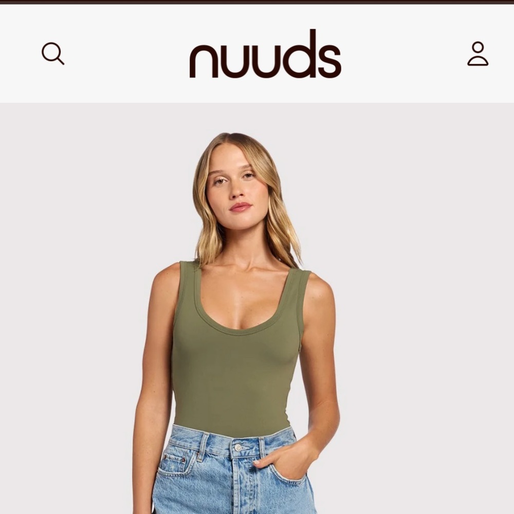 NUUDS olive green scoop neck bodysuit